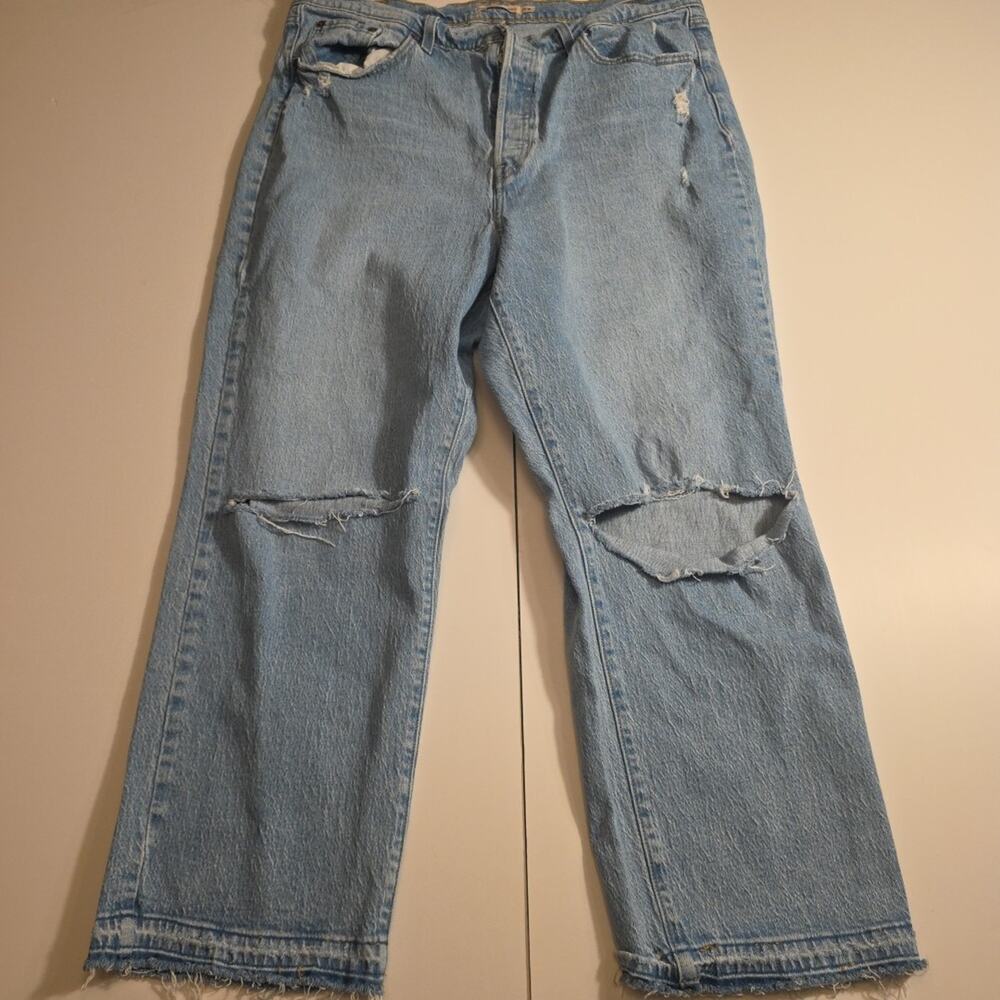 Levi's Ribcage Straight Ankle Jeans Women's Size 16W Big E Button Fly Distressed